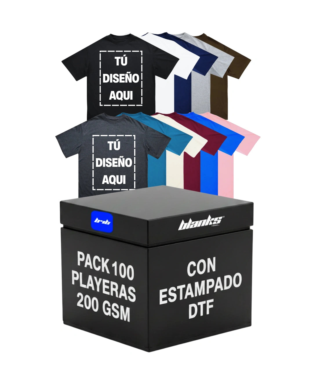 100 PLAYERAS DE 200 GSM CON PERSONALIZACION DTF