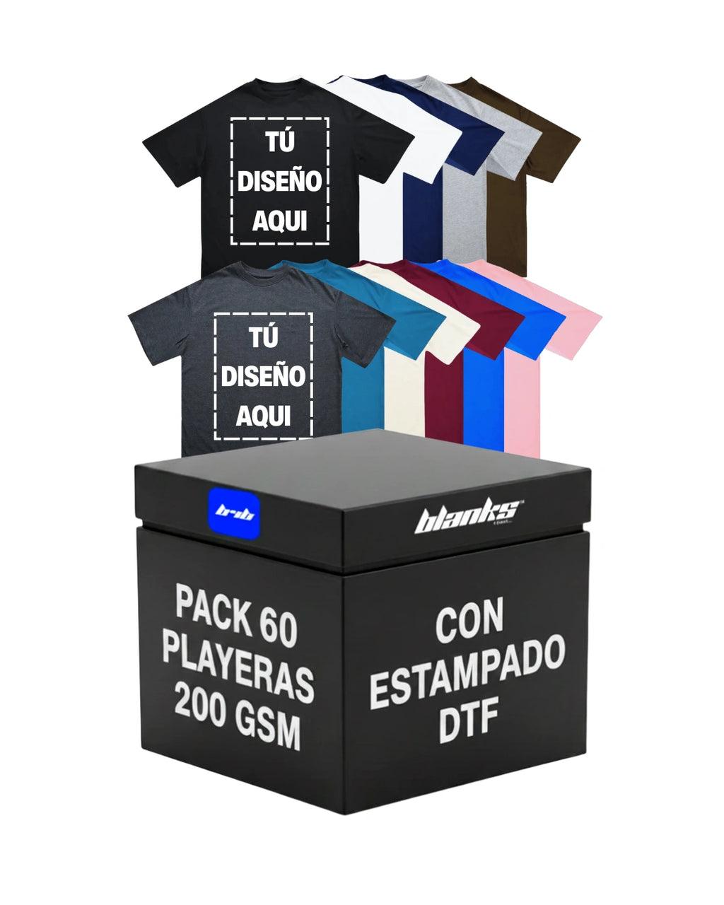 60 PLAYERAS DE 200 GSM CON PERSONALIZACION DTF