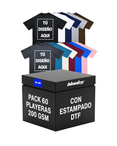 60 PLAYERAS DE 200 GSM CON PERSONALIZACION DTF