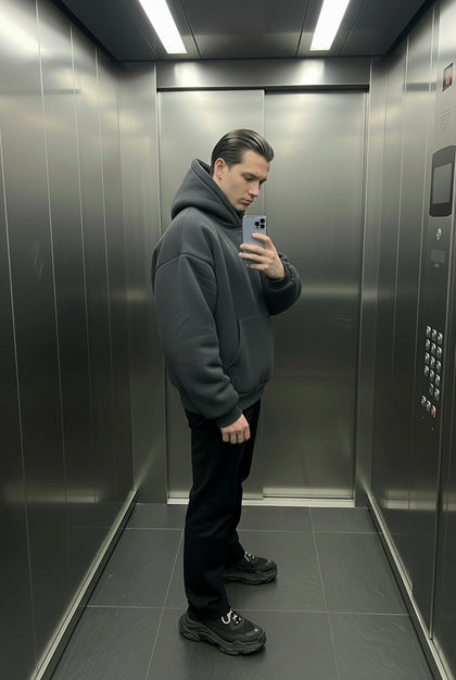 HOODIE HEAVYWEIGHT PREMIUM CARBON BLACK OVERSIZE