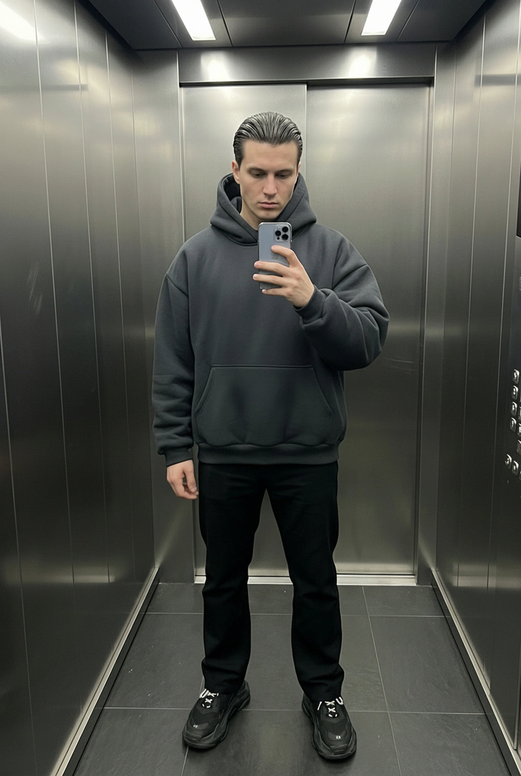 HOODIE HEAVYWEIGHT PREMIUM CARBON BLACK OVERSIZE