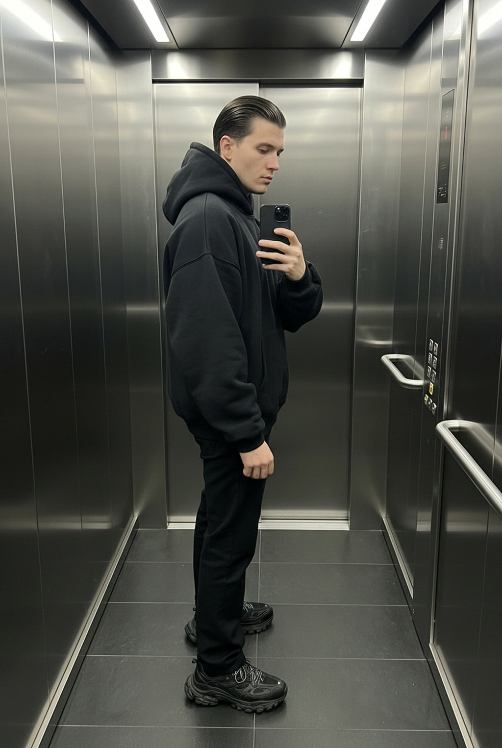 HOODIE HEAVYWEIGHT PREMIUM BLACK OVERSIZE