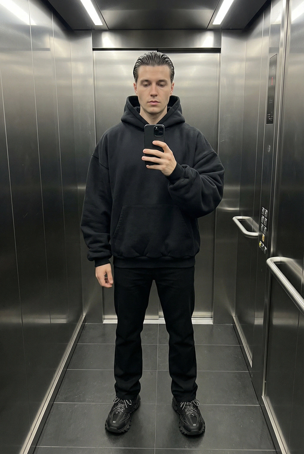 HOODIE HEAVYWEIGHT PREMIUM BLACK OVERSIZE