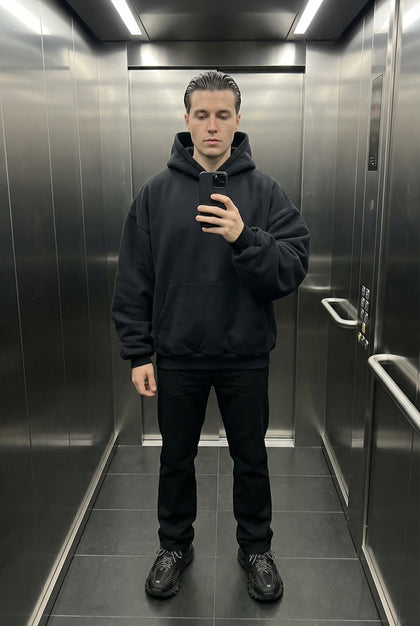 HOODIE HEAVYWEIGHT PREMIUM BLACK OVERSIZE