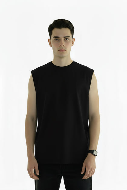 TANK TOP BLACK 250 GSM OVERSIZE